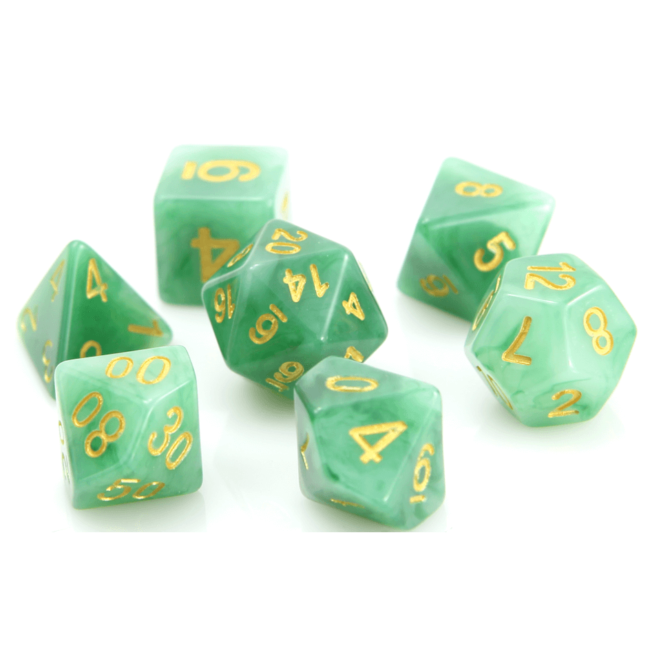 Dice 7-set Jade (16mm) Jade / Gold