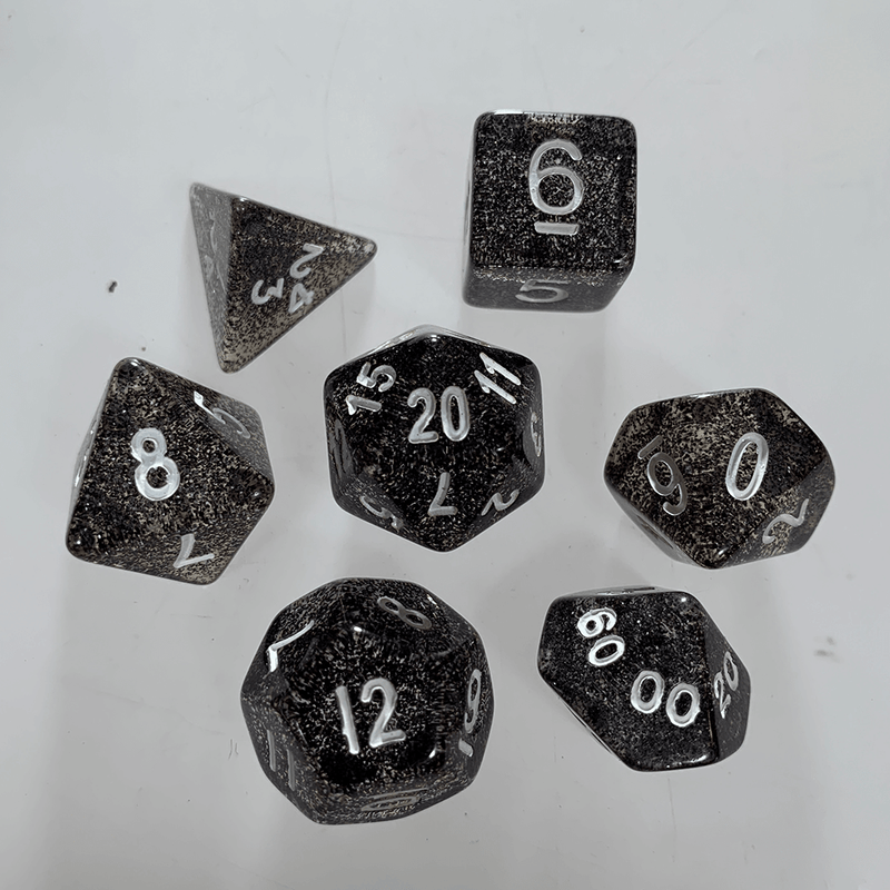 Dice 7-Set Glitter (16mm) Black / White