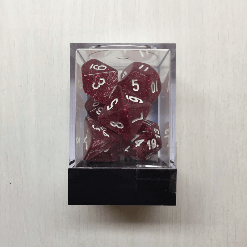 Dice 7-Set Glitter (16mm) Purple / White