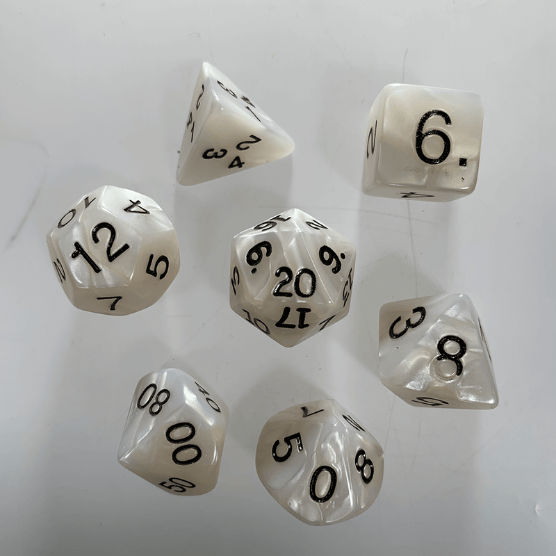 Dice 7-Set Pearlized (16mm) Gray / Black