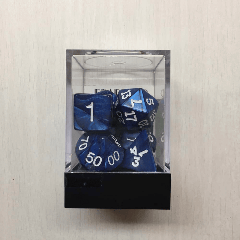 Dice 7-Set Pearlized (16mm) Navy / White