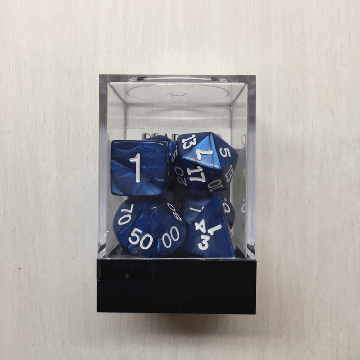 Dice 7-Set Pearlized (16mm) Navy / White
