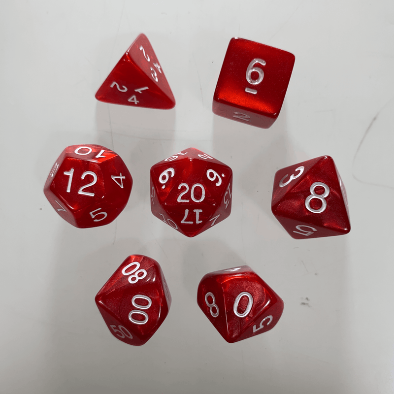 Dice 7-set Pearlized (16mm) Red / White