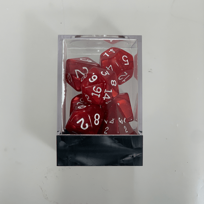 Dice 7-set Pearlized (16mm) Red / White