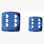 Dice Set 12d6 Opaque (16mm) 25616 Light Blue / White