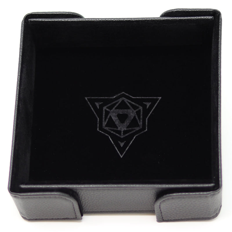 Dice Tray Magnetic (8x8in) Leatherette Black / Velvet Black