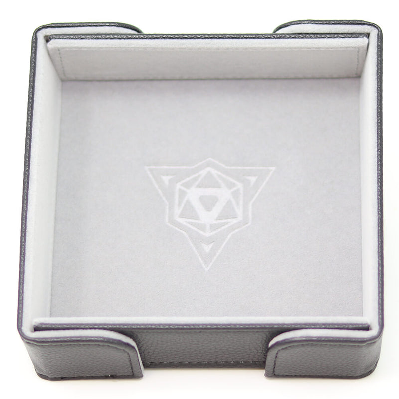 Dice Tray Magnetic (8x8in) Leatherette Black / Velvet Gray