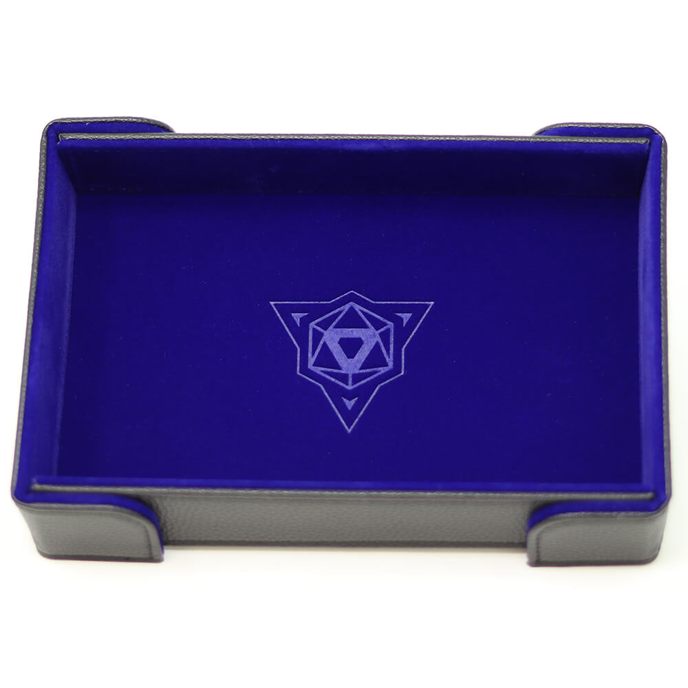 Dice Tray Magnetic (8x11in) Leatherette Black / Velvet Blue