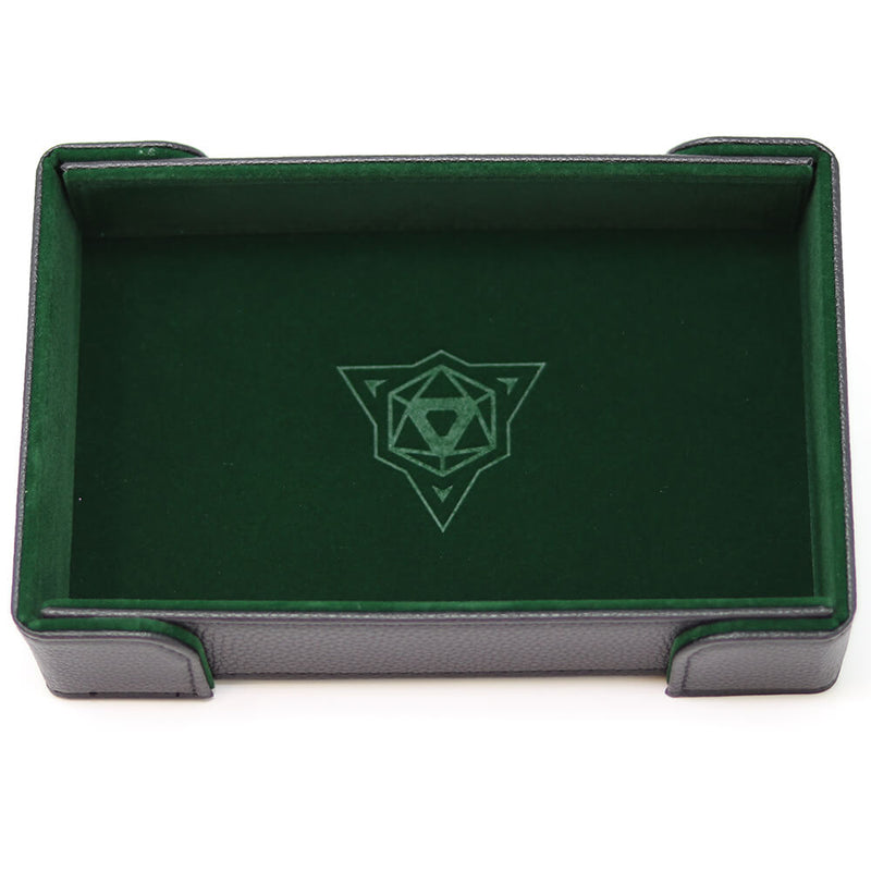 Dice Tray Magnetic (8x11in) Leatherette Black / Velvet Green