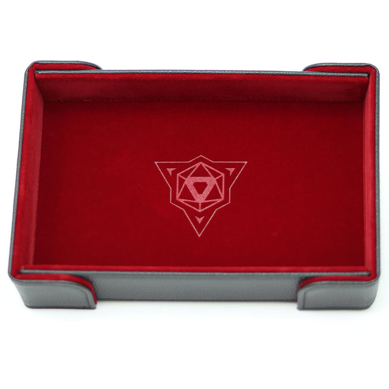 Dice Tray Magnetic (8x11in) Leatherette Black / Velvet Red