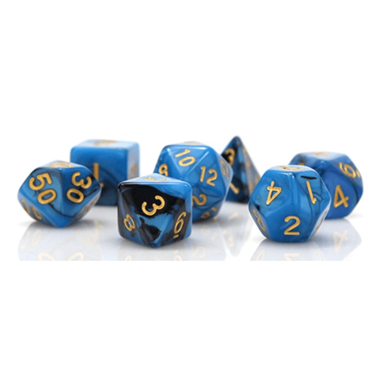 Dice 7-set Marble (16mm) Blue Black