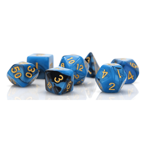 Dice 7-set Marble (16mm) Blue Black