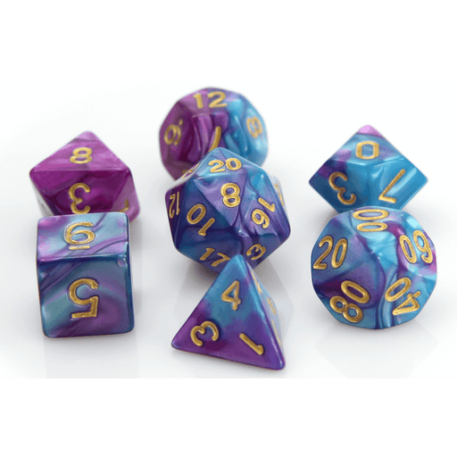 Dice 7-set Marble (16mm) Purple Turquoise