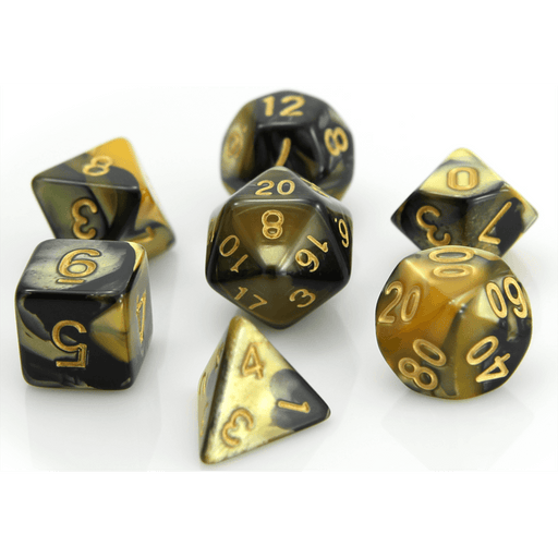 Dice 7-set Marble (16mm) Yellow Black