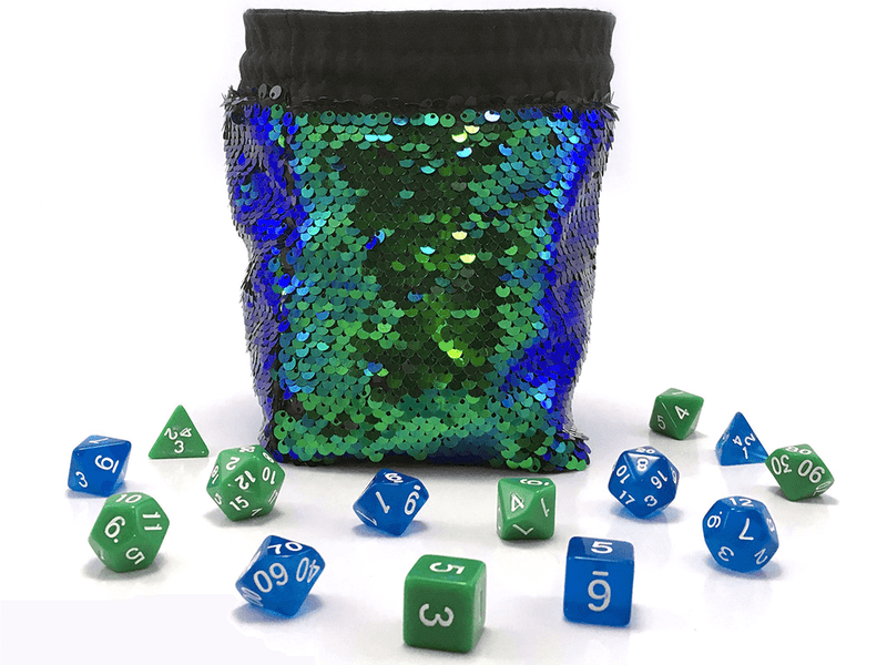 Dice Bag Sequined (4x4x6in) Mermaid Iridescent