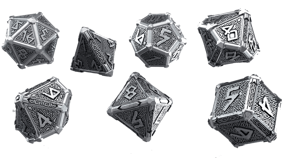 Dice 7-set Metal (16mm) Mythical