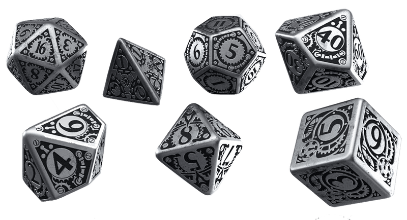Dice 7-set Metal (16mm) Steampunk