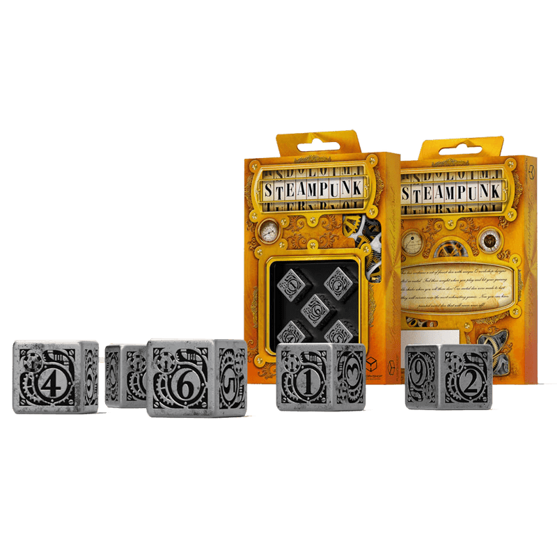 Dice Set 5d6 Metal (16mm) Steampunk