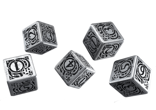 Dice Set 5d6 Metal (16mm) Steampunk