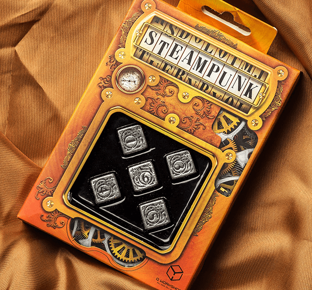 Dice Set 5d6 Metal (16mm) Steampunk