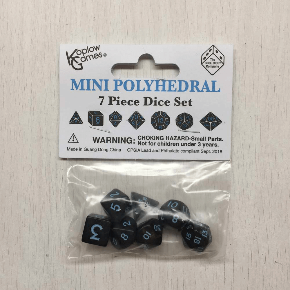 Dice 7-set Mini Opaque (10mm) Black / Blue