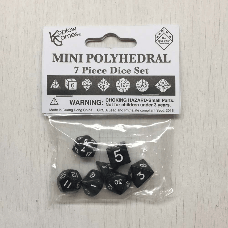 Dice 7-Set Mini Opaque (10mm) Black / White