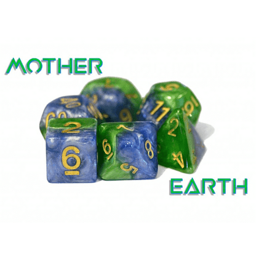 Dice 7-set Mother Earth (16mm) Green / Blue