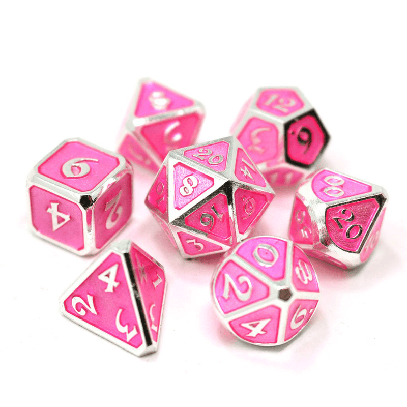 Dice 7-set Metal Mythica (16mm) Platinum Pink Sapphire
