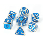 Dice 7-set Metal Mythica (16mm) Platinum Aquamarine
