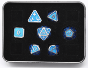 Dice 7-set Metal Mythica (16mm) Platinum Aquamarine