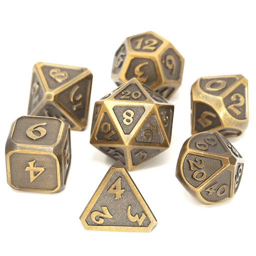 Dice 7-set Metal Mythica (16mm) Battleworn Gold