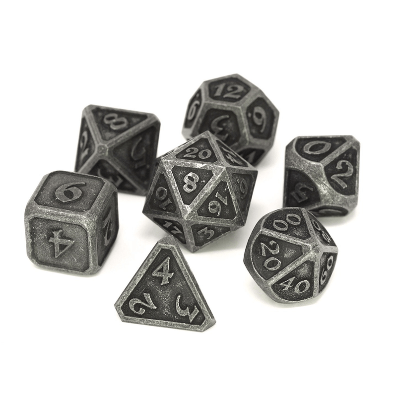 Dice 7-set Metal Mythica (16mm) Dark Iron