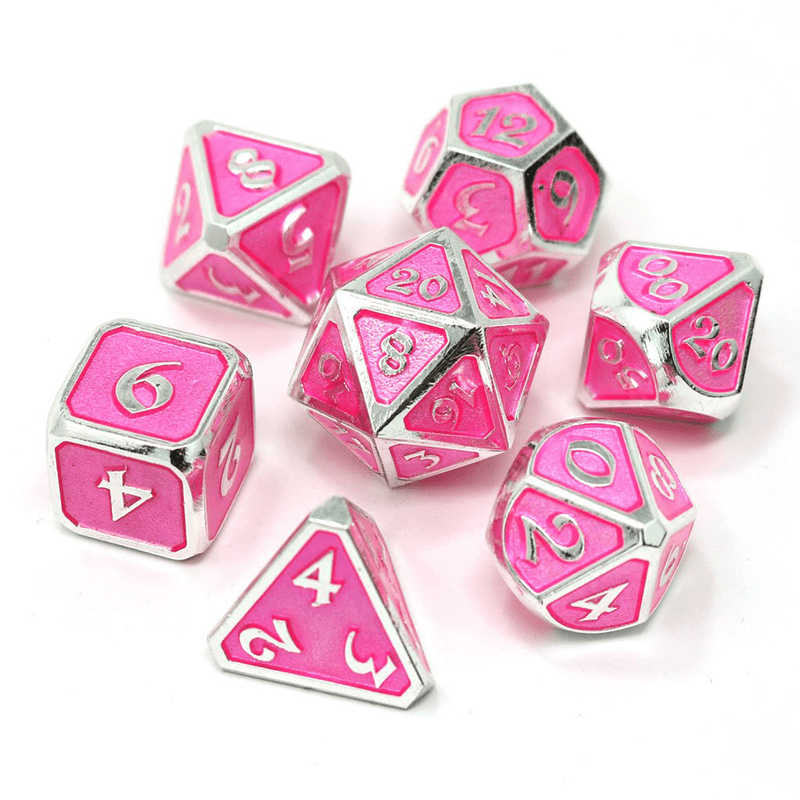 Dice 7-set Metal Gemstone (16mm) Pink Sapphire