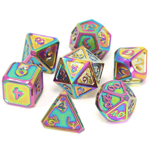 Dice 7-set Metal Mythica (16mm) Scorched Rainbow