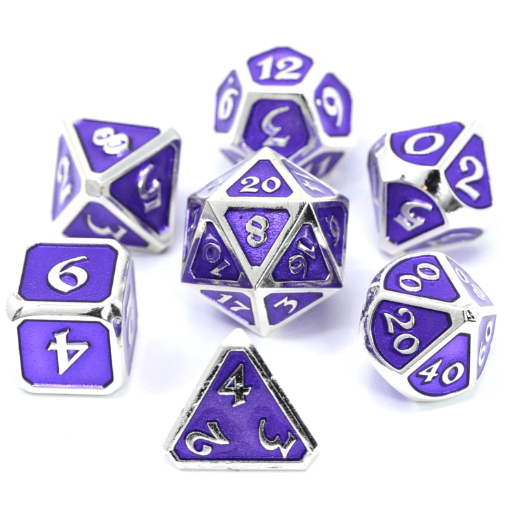 Dice 7-set Metal Mythica (16mm) Platinum Amethyst