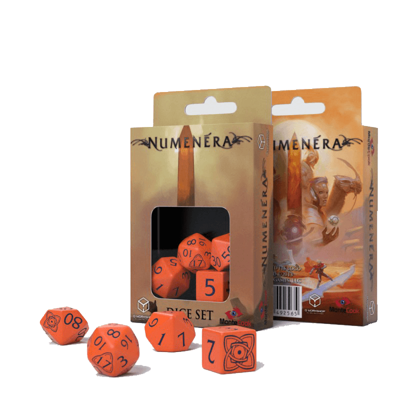 Dice 4-Set Numenera (16mm) Orange / Black