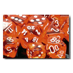 Dice Set 12d6 Translucent (16mm) 23603 Orange / White