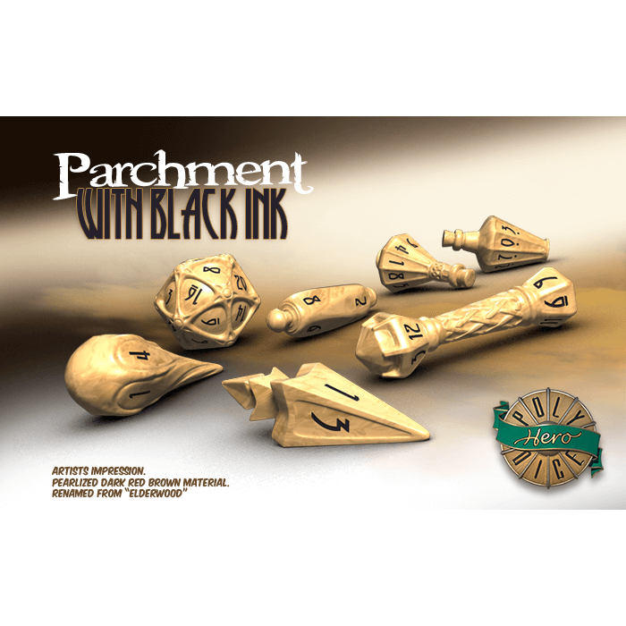 Wizard Dice 7-set Parchment w/ Black Ink