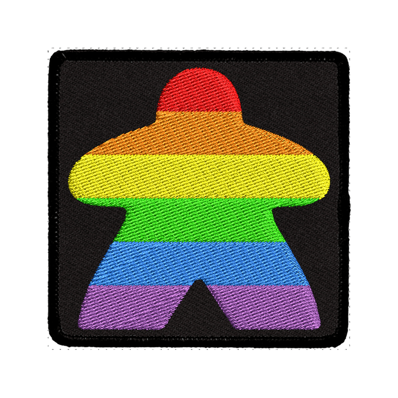 Patch (Iron On) Rainbow Meeple Black