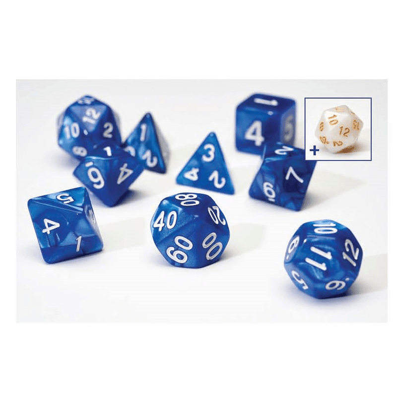 Dice 7-set Pearl (16mm) Blue / White