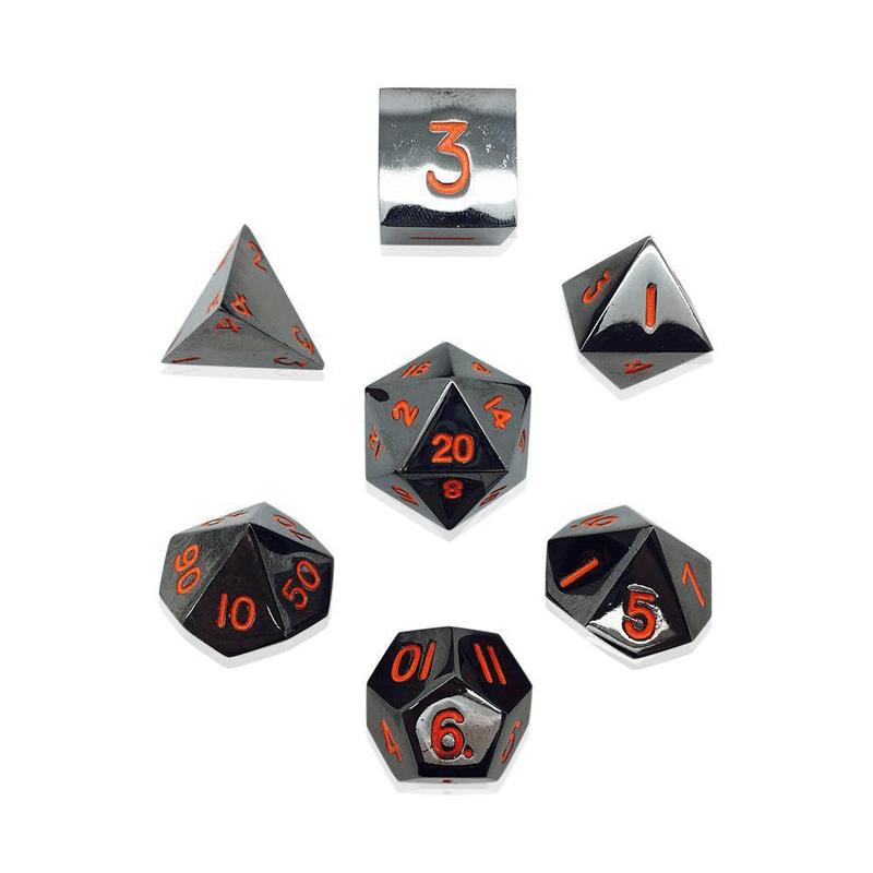 Dice 7-set Metal Pebble (10mm) Black Lava