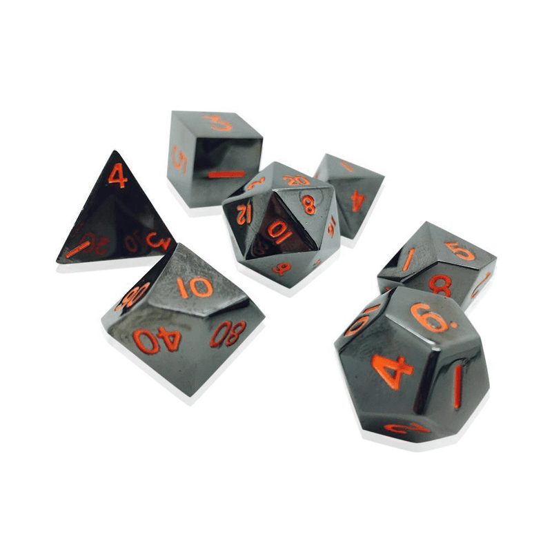 Dice 7-set Metal Pebble (10mm) Black Lava