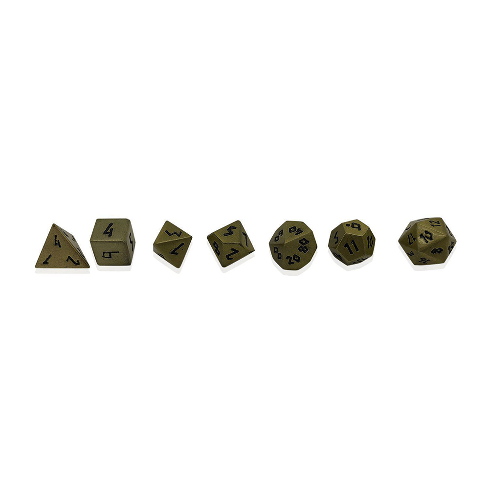 Dice 7-set Metal Pebble (10mm) Bronze Dragon Scale / Black