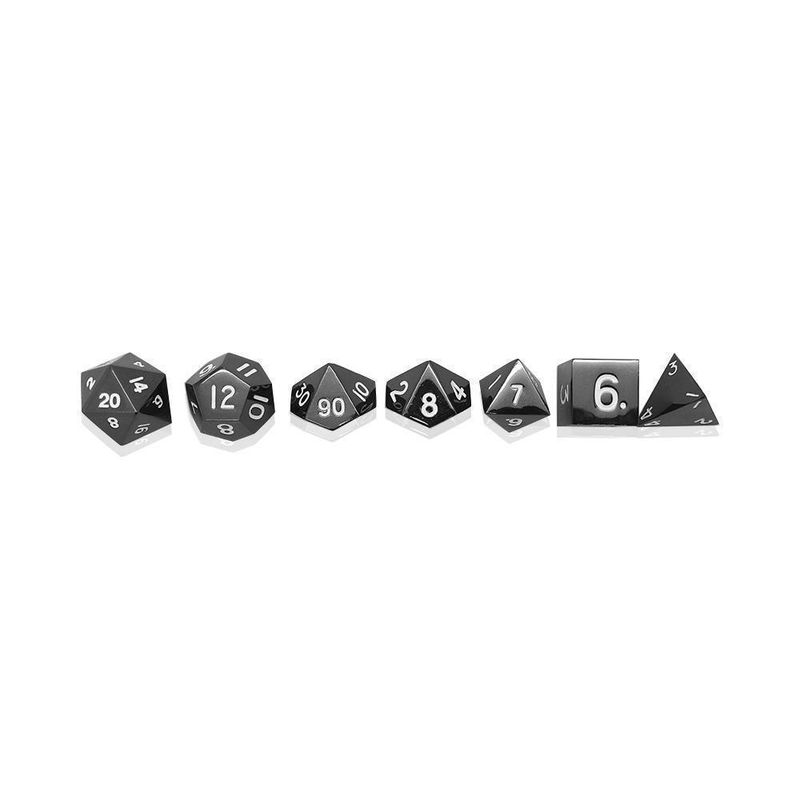 Dice 7-set Metal Pebble (10mm) Drow Black / White