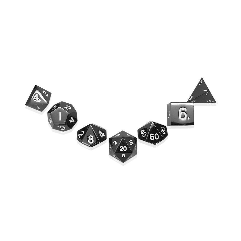 Dice 7-set Metal Pebble (10mm) Drow Black / White