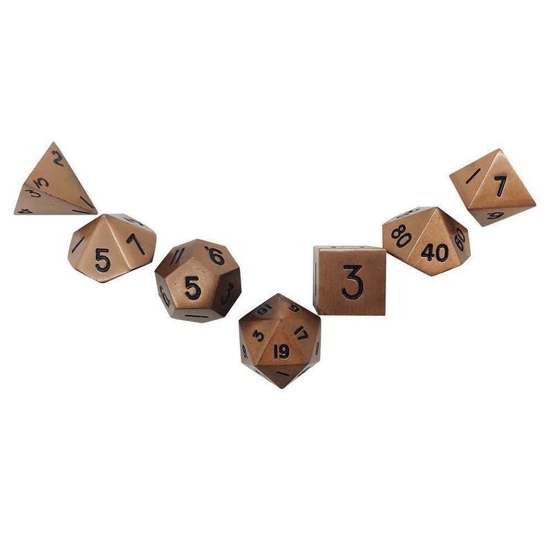 Dice 7-set Metal Pebble (10mm) Gnomish Copper / Black