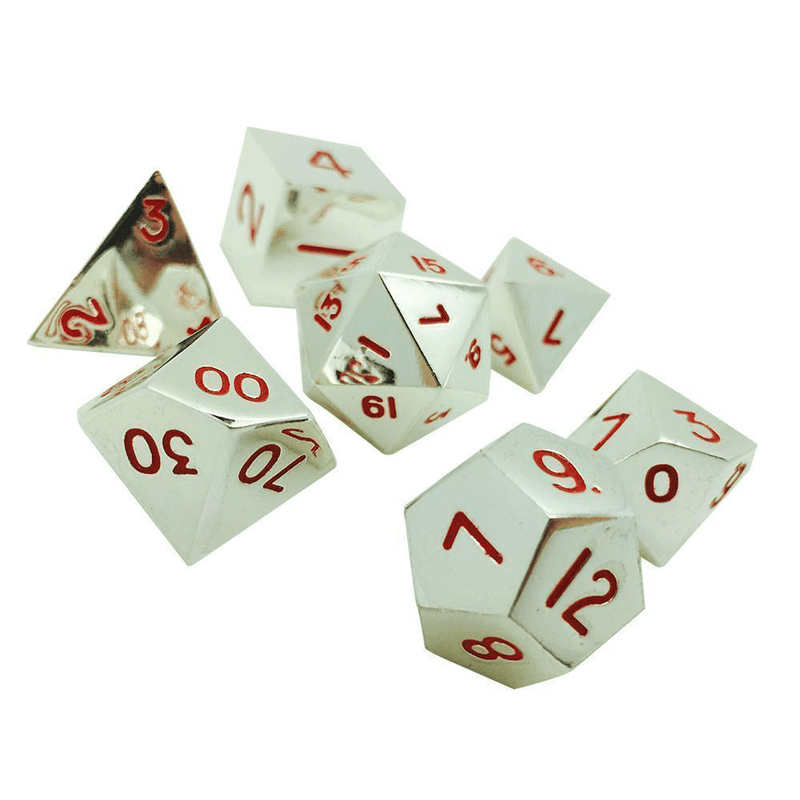 Dice 7-set Metal Pebble (10mm) Lyanthrape Silver / Red