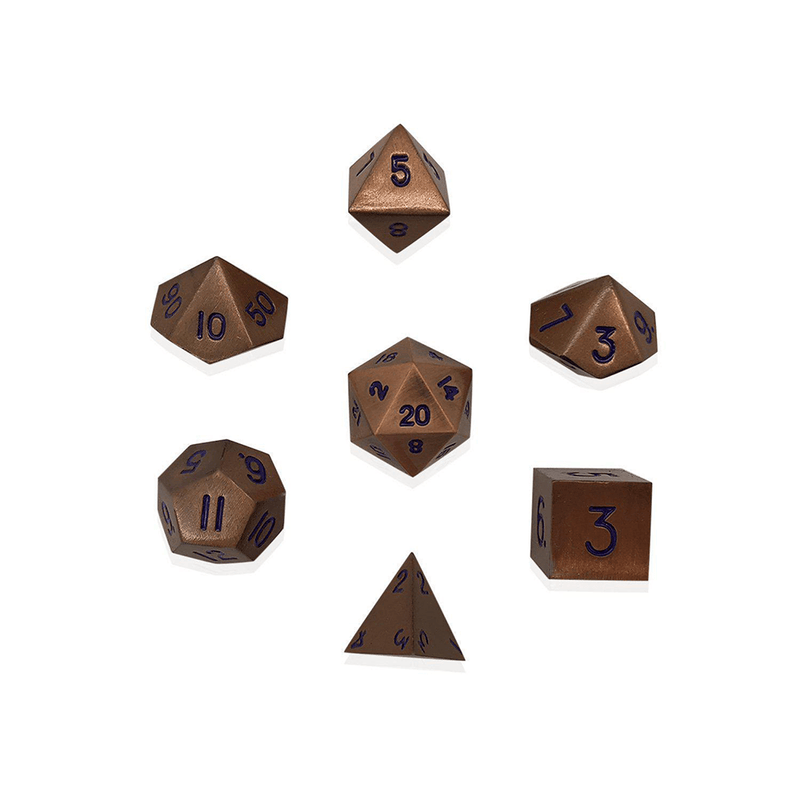 Dice 7-set Metal Pebble (10mm) Mystic Copper / Purple