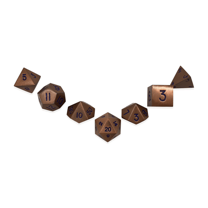 Dice 7-set Metal Pebble (10mm) Mystic Copper / Purple