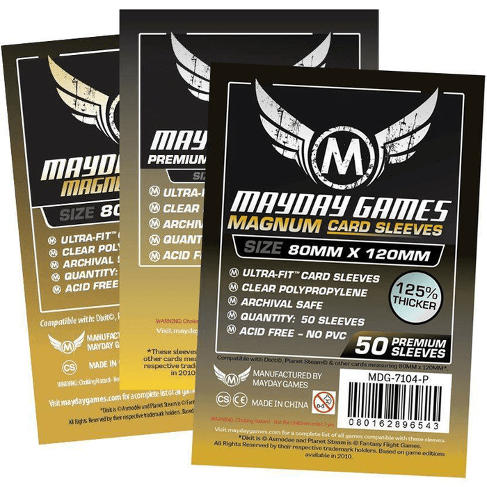 Sleeves MayDay Premium Magnum Gold (80x120mm 100ct) Clear